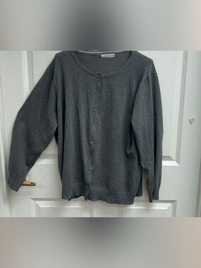 JJ Perfection Classic Gray Button-Front Women's Sweater Cardigan Size 3X